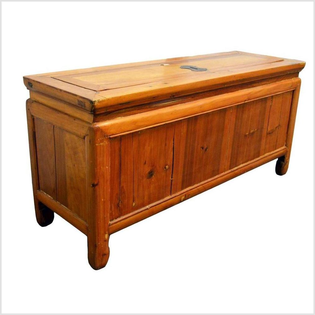 Antique Low Kang Chinese Chest with Drawers, Doors and Brass Hardware-4. Asian & Chinese Furniture, Art, Antiques, Vintage Home Décor for sale at FEA Home