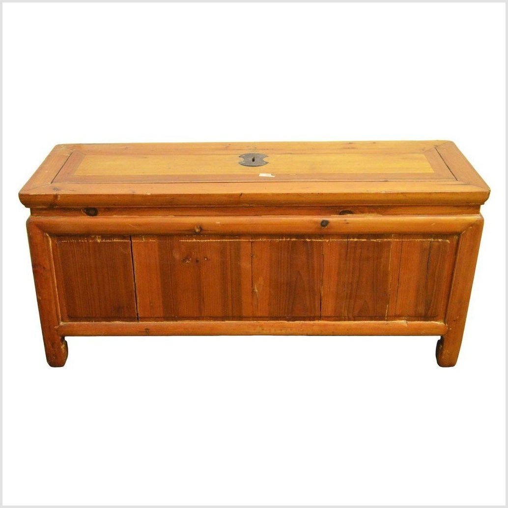 Antique Low Kang Chinese Chest with Drawers, Doors and Brass Hardware-5. Asian & Chinese Furniture, Art, Antiques, Vintage Home Décor for sale at FEA Home