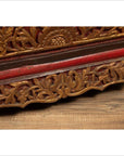 Antique Madura Hand Carved Wooden Blanket Chest with Red, Brown and Gilt Accents-11. Asian & Chinese Furniture, Art, Antiques, Vintage Home Décor for sale at FEA Home