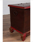 Antique Madura Hand Carved Wooden Blanket Chest with Red, Brown and Gilt Accents-19. Asian & Chinese Furniture, Art, Antiques, Vintage Home Décor for sale at FEA Home
