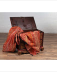 Antique Madura Hand Carved Wooden Blanket Chest with Red, Brown and Gilt Accents-3. Asian & Chinese Furniture, Art, Antiques, Vintage Home Décor for sale at FEA Home