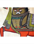 Colorful Mughal Indian horse painting on paper, showing detailed saddle, ornate harness, and bright red legs.