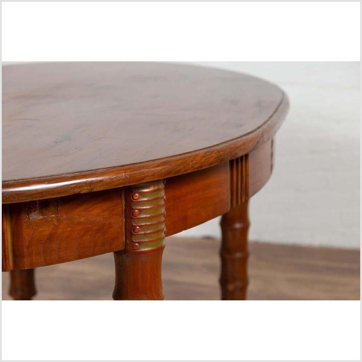Antique Oval Dining Room Table from Indonesia with Spindle Legs and Warm Patina-16. Asian & Chinese Furniture, Art, Antiques, Vintage Home Décor for sale at FEA Home