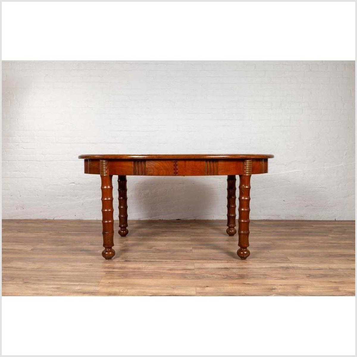 Antique Oval Dining Room Table from Indonesia with Spindle Legs and Warm Patina-2. Asian & Chinese Furniture, Art, Antiques, Vintage Home Décor for sale at FEA Home
