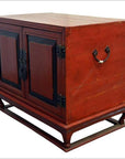 Antique Red Lacquer Bedside Cabinet with Hardware from Mid 19th Century China-4. Asian & Chinese Furniture, Art, Antiques, Vintage Home Décor for sale at FEA Home