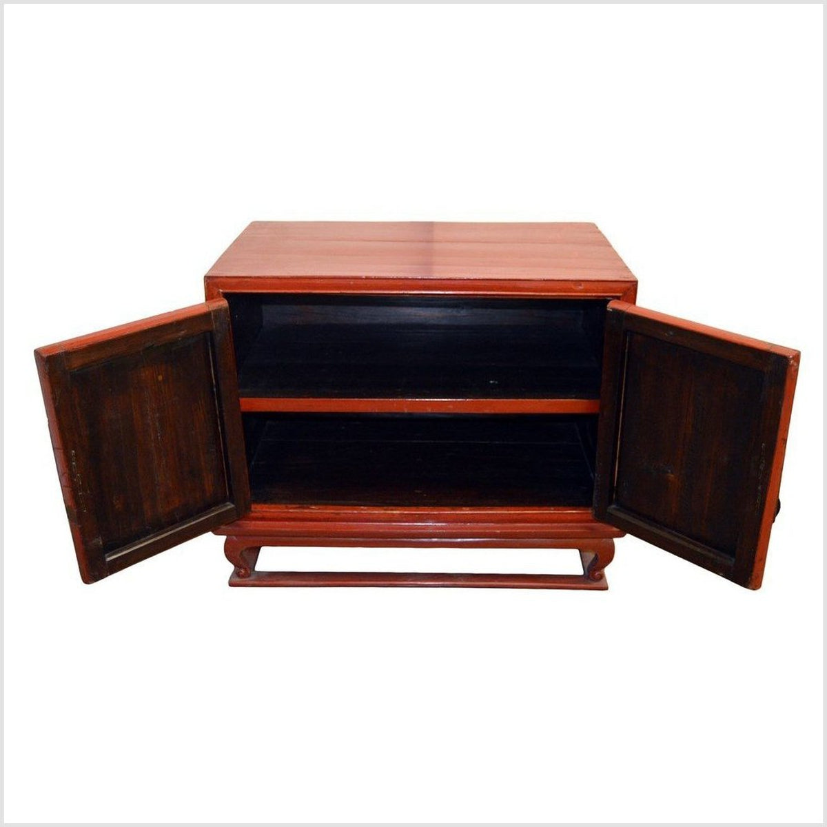 Antique Red Lacquer Bedside Cabinet with Hardware from Mid 19th Century China-6. Asian & Chinese Furniture, Art, Antiques, Vintage Home Décor for sale at FEA Home