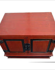 Antique Red Lacquer Bedside Cabinet with Hardware from Mid 19th Century China-7. Asian & Chinese Furniture, Art, Antiques, Vintage Home Décor for sale at FEA Home