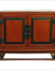 Antique Red Lacquer Bedside Cabinet with Hardware from Mid 19th Century China-1. Asian & Chinese Furniture, Art, Antiques, Vintage Home Décor for sale at FEA Home