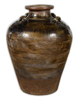 Antique Thai 19th Century Brown Glazed Water Jar with Petite Loop Handles-1. Asian & Chinese Furniture, Art, Antiques, Vintage Home Décor for sale at FEA Home