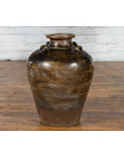 Antique Thai 19th Century Brown Glazed Water Jar with Petite Loop Handles-12. Asian & Chinese Furniture, Art, Antiques, Vintage Home Décor for sale at FEA Home