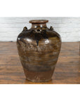 Antique Thai 19th Century Brown Glazed Water Jar with Petite Loop Handles-3. Asian & Chinese Furniture, Art, Antiques, Vintage Home Décor for sale at FEA Home