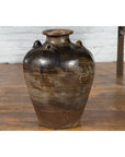 Antique Thai 19th Century Brown Glazed Water Jar with Petite Loop Handles-4. Asian & Chinese Furniture, Art, Antiques, Vintage Home Décor for sale at FEA Home