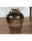 Antique Thai 19th Century Brown Glazed Water Jar with Petite Loop Handles-5. Asian & Chinese Furniture, Art, Antiques, Vintage Home Décor for sale at FEA Home