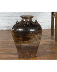 Antique Thai 19th Century Brown Glazed Water Jar with Petite Loop Handles-6. Asian & Chinese Furniture, Art, Antiques, Vintage Home Décor for sale at FEA Home