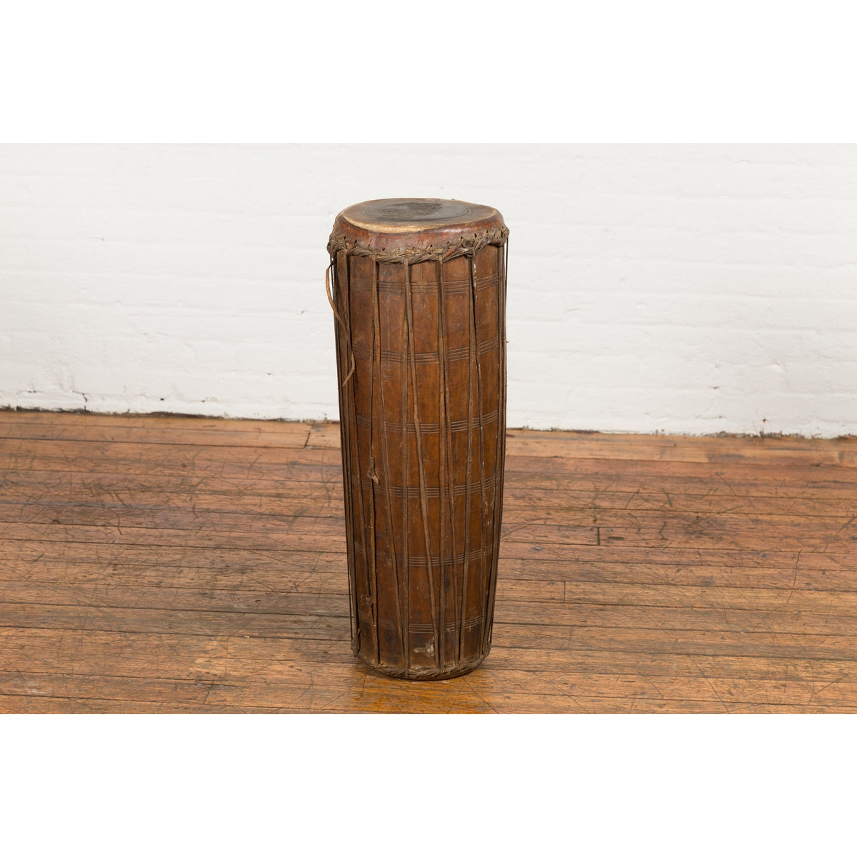 19th Century Wood and Leather Klong Khaek Drum-10. Asian & Chinese Furniture, Art, Antiques, Vintage Home Décor for sale at FEA Home