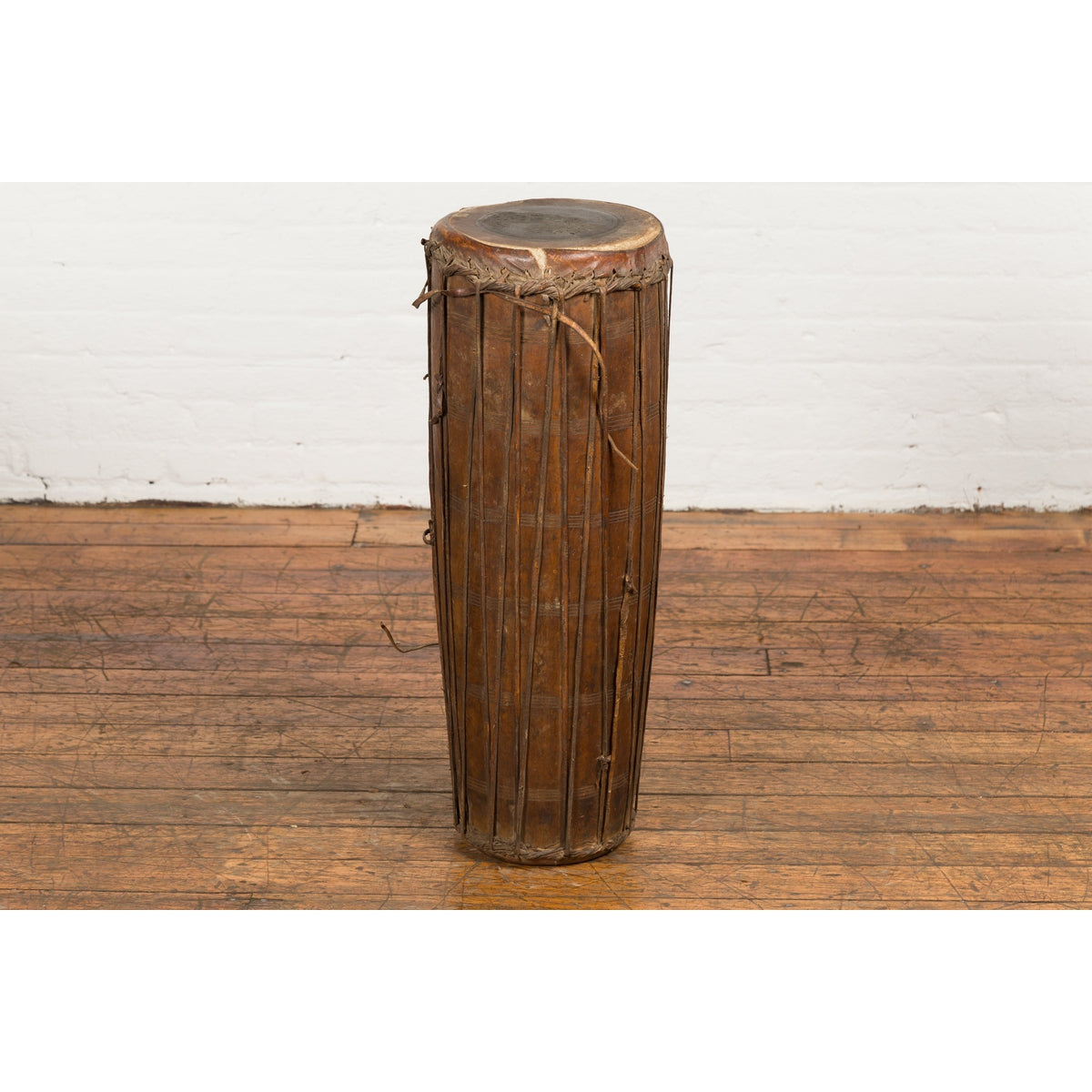 19th Century Wood and Leather Klong Khaek Drum-12. Asian & Chinese Furniture, Art, Antiques, Vintage Home Décor for sale at FEA Home