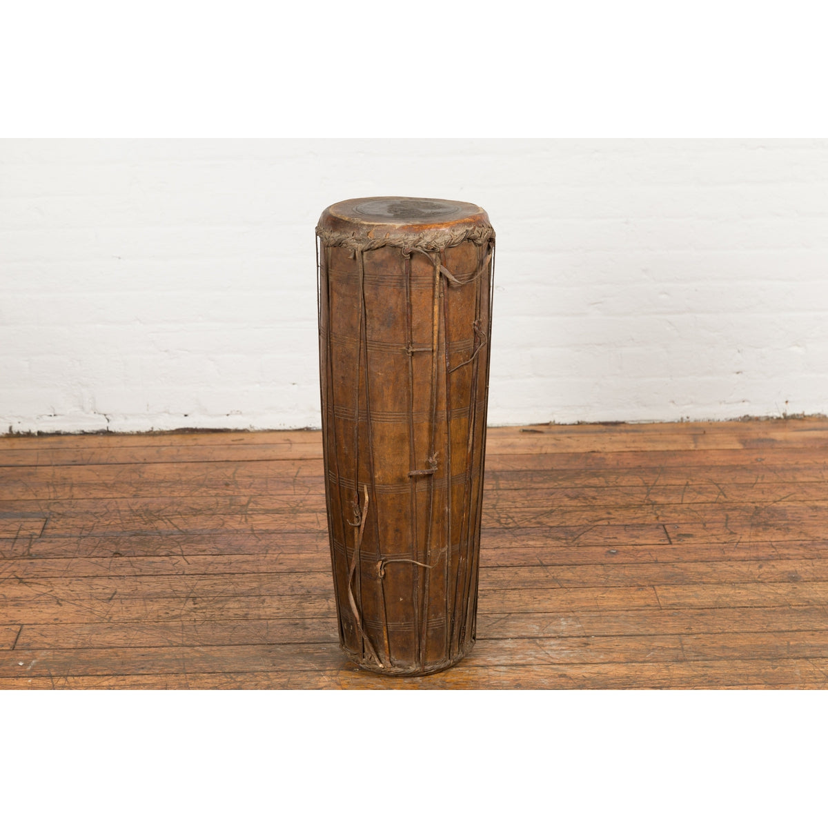 19th Century Wood and Leather Klong Khaek Drum-3. Asian & Chinese Furniture, Art, Antiques, Vintage Home Décor for sale at FEA Home