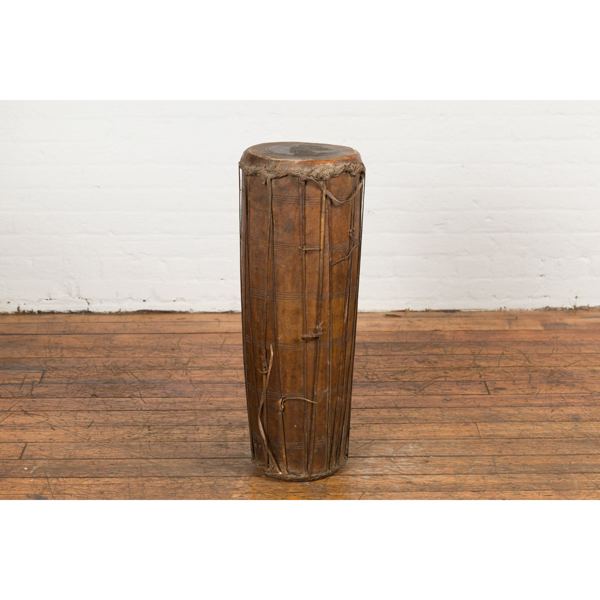 19th Century Wood and Leather Klong Khaek Drum-4. Asian & Chinese Furniture, Art, Antiques, Vintage Home Décor for sale at FEA Home