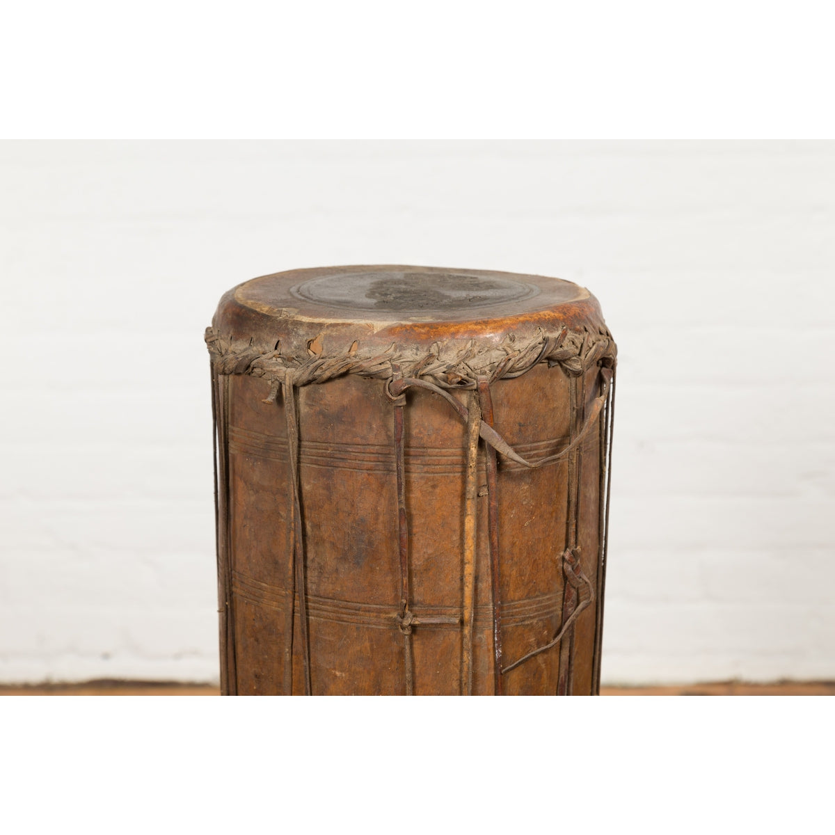19th Century Wood and Leather Klong Khaek Drum-5. Asian & Chinese Furniture, Art, Antiques, Vintage Home Décor for sale at FEA Home