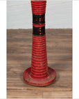 Antique Thai Freestanding Red Ceremonial Drum with Reeded Accents and Round Base-7. Asian & Chinese Furniture, Art, Antiques, Vintage Home Décor for sale at FEA Home