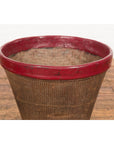 Antique Thai Hand Woven Rattan Grain Basket with Red Lacquered Border-3. Asian & Chinese Furniture, Art, Antiques, Vintage Home Décor for sale at FEA Home