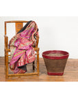Antique Thai Hand Woven Rattan Grain Basket with Red Lacquered Border-4. Asian & Chinese Furniture, Art, Antiques, Vintage Home Décor for sale at FEA Home