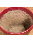 Antique Thai Hand Woven Rattan Grain Basket with Red Lacquered Border-6. Asian & Chinese Furniture, Art, Antiques, Vintage Home Décor for sale at FEA Home