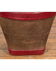 Antique Thai Hand Woven Rattan Grain Basket with Red Lacquered Border-8. Asian & Chinese Furniture, Art, Antiques, Vintage Home Décor for sale at FEA Home