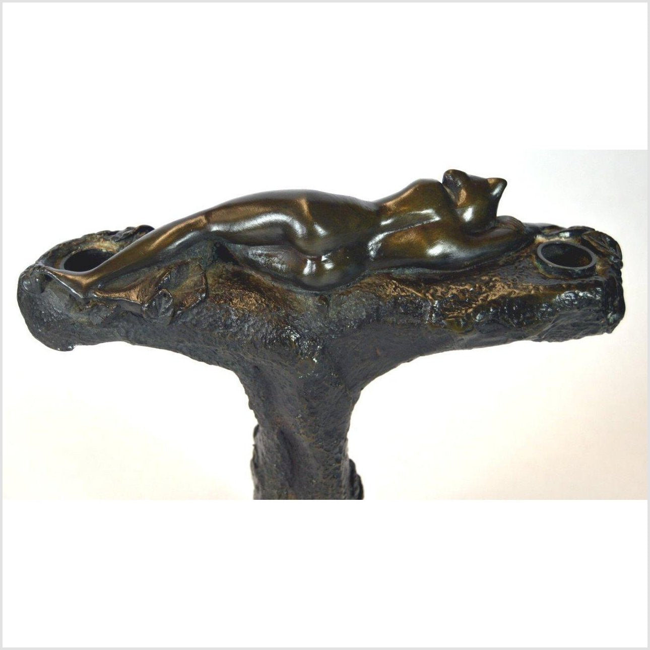 Vintage Bastet Inspired Figural Bronze Candle Holder-7. Asian & Chinese Furniture, Art, Antiques, Vintage Home Décor for sale at FEA Home