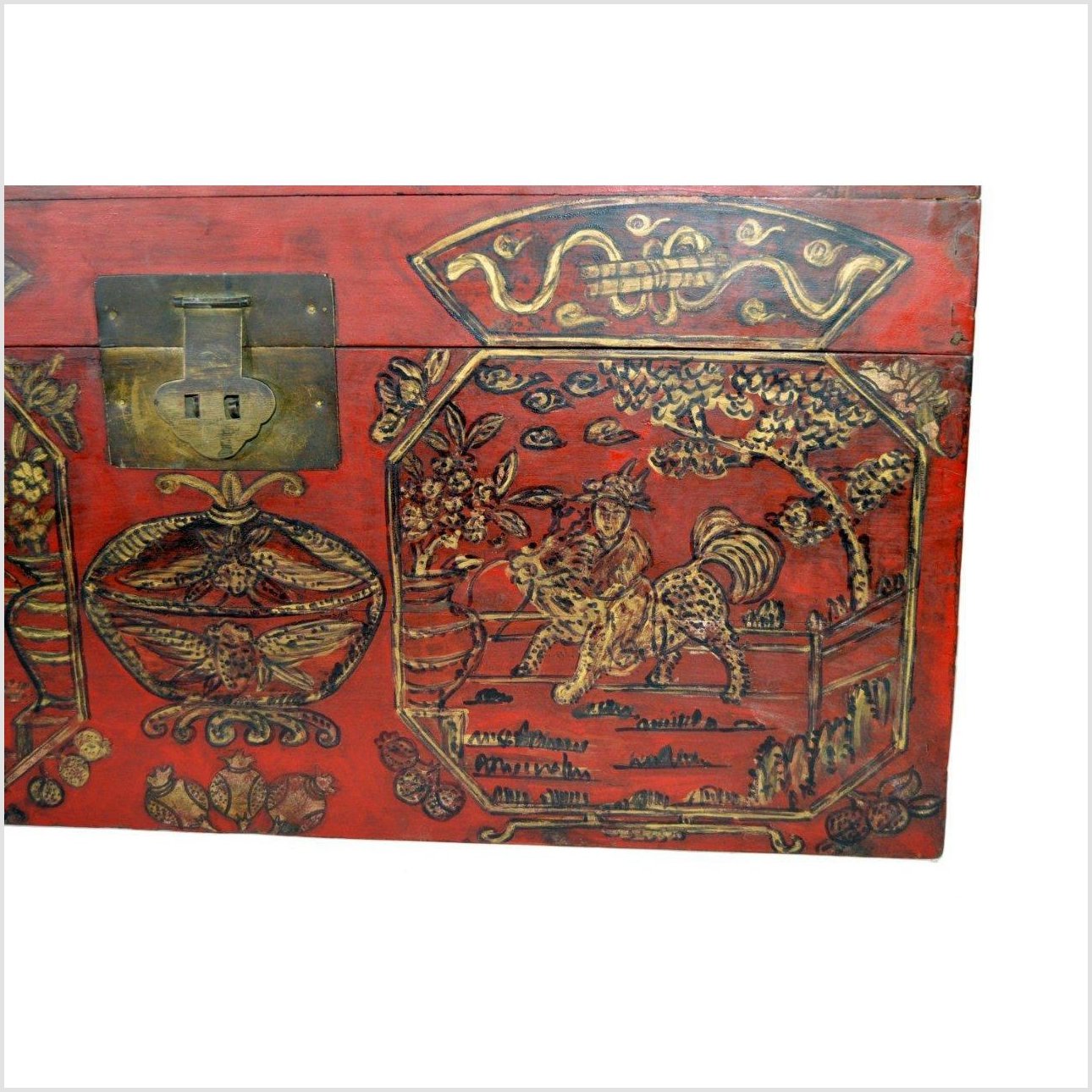 Asian Hand Painted Trunk-3. Asian & Chinese Furniture, Art, Antiques, Vintage Home Décor for sale at FEA Home