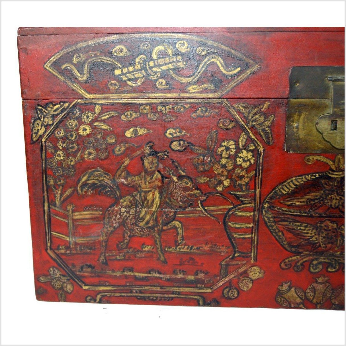 Asian Hand Painted Trunk-5. Asian & Chinese Furniture, Art, Antiques, Vintage Home Décor for sale at FEA Home