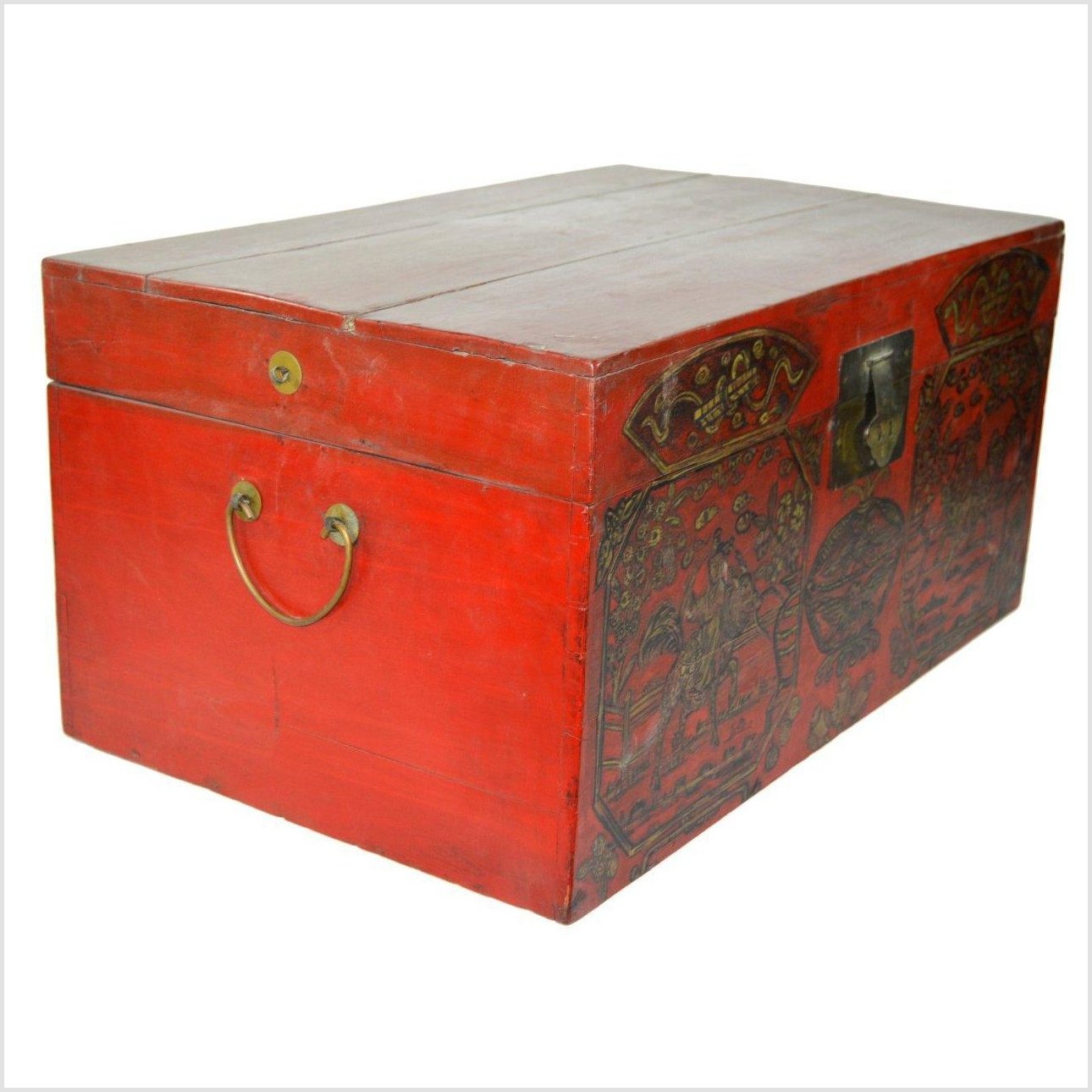 Asian Hand Painted Trunk-7. Asian & Chinese Furniture, Art, Antiques, Vintage Home Décor for sale at FEA Home