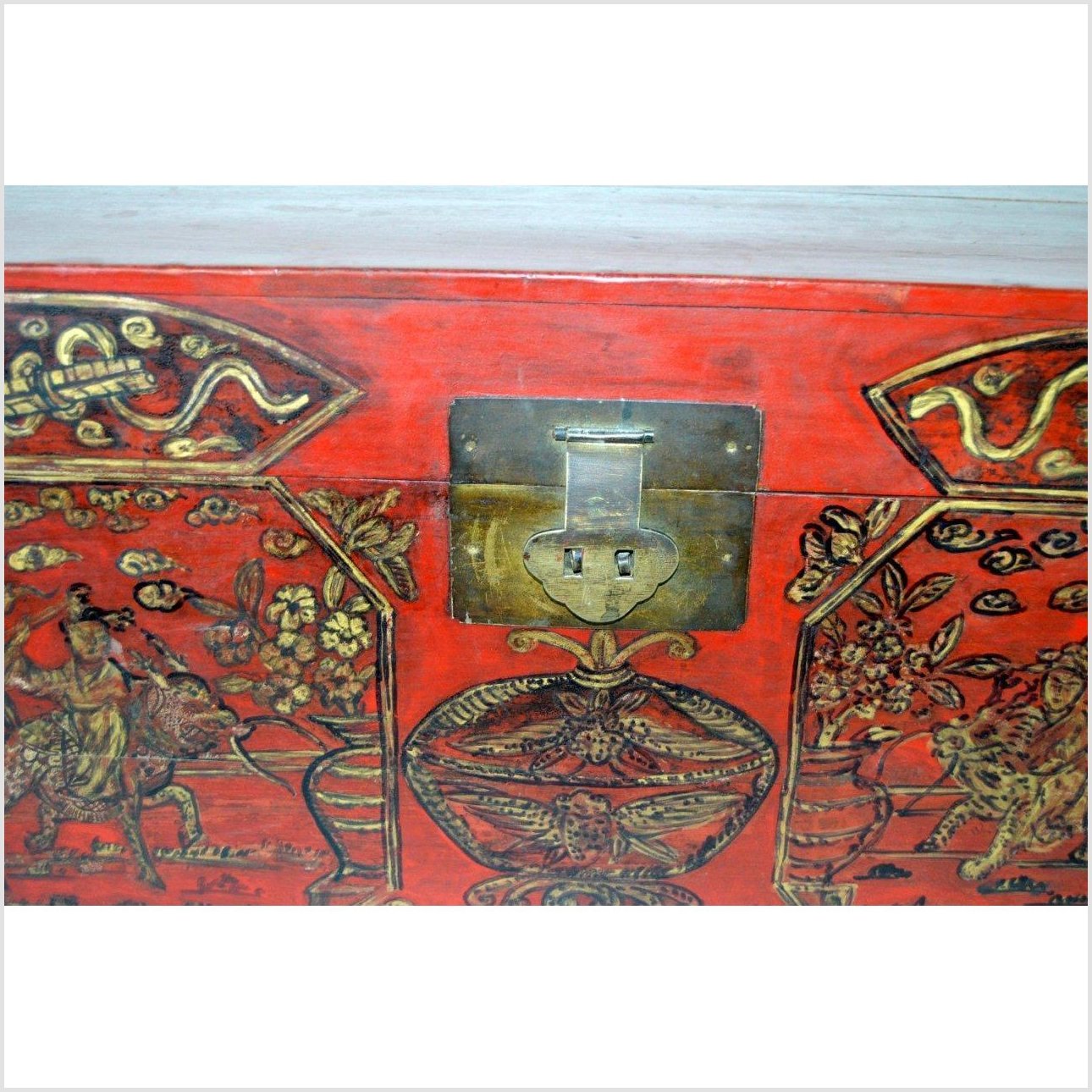 Asian Hand Painted Trunk-9. Asian & Chinese Furniture, Art, Antiques, Vintage Home Décor for sale at FEA Home