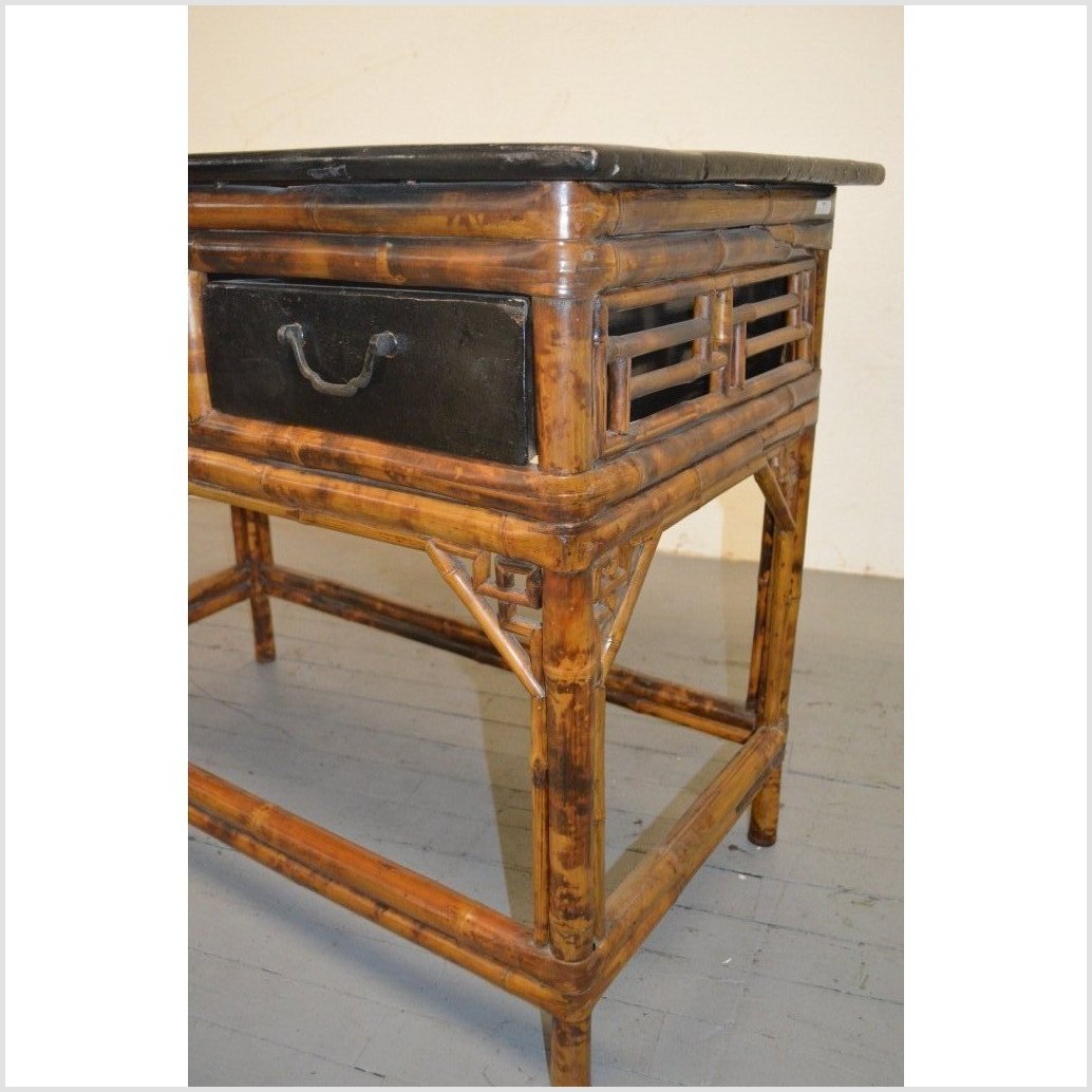 Bamboo & Black Lacquered Desk/Console-5. Asian & Chinese Furniture, Art, Antiques, Vintage Home Décor for sale at FEA Home