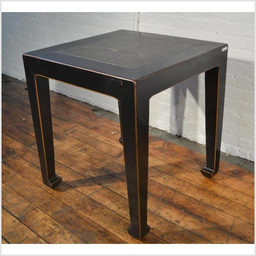 Black Side Table with Inset Floor Tile-3. Asian & Chinese Furniture, Art, Antiques, Vintage Home Décor for sale at FEA Home