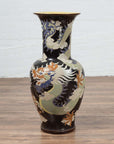 Blue Dragon Motif Altar Vase on Black Ground, Found in Vietnamese Temple-2. Asian & Chinese Furniture, Art, Antiques, Vintage Home Décor for sale at FEA Home