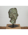 Bronze Greco Roman Style Contemporary Head Sculpture with Verdigris Patina-10. Asian & Chinese Furniture, Art, Antiques, Vintage Home Décor for sale at FEA Home