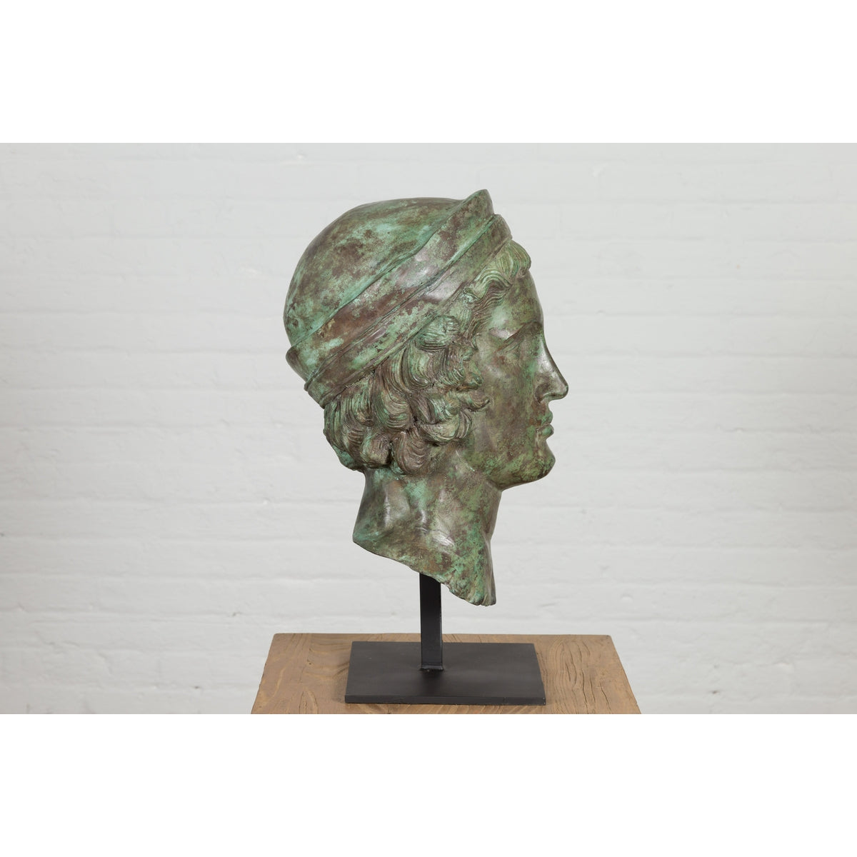 Bronze Greco Roman Style Contemporary Head Sculpture with Verdigris Patina-11. Asian & Chinese Furniture, Art, Antiques, Vintage Home Décor for sale at FEA Home