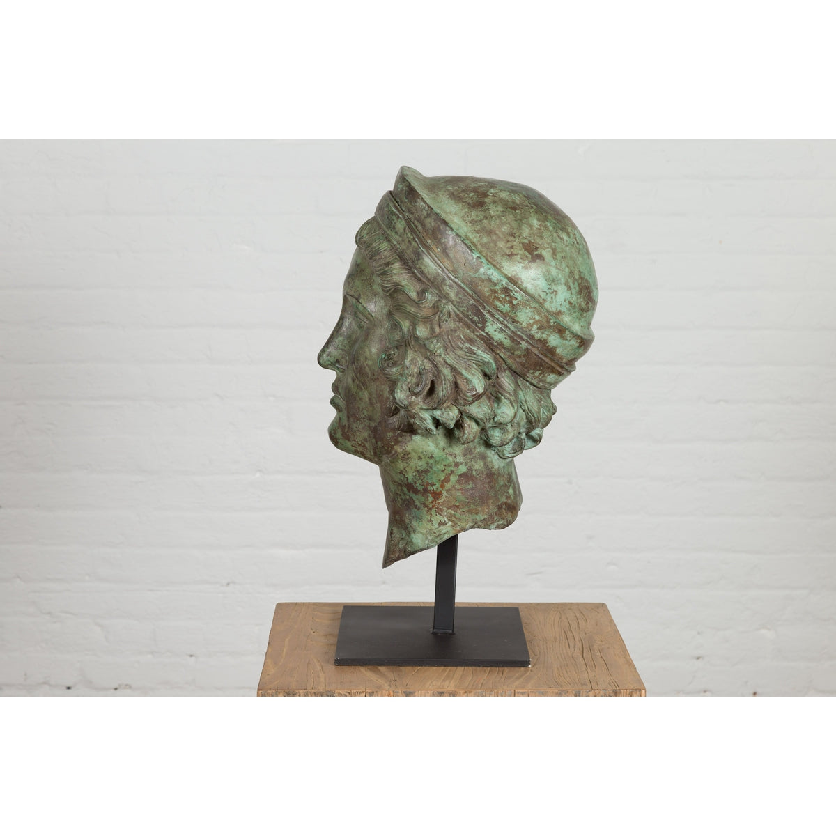 Bronze Greco Roman Style Contemporary Head Sculpture with Verdigris Patina-13. Asian & Chinese Furniture, Art, Antiques, Vintage Home Décor for sale at FEA Home