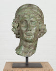 Bronze Greco Roman Style Contemporary Head Sculpture with Verdigris Patina-2. Asian & Chinese Furniture, Art, Antiques, Vintage Home Décor for sale at FEA Home