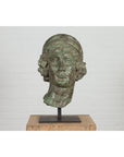 Bronze Greco Roman Style Contemporary Head Sculpture with Verdigris Patina-3. Asian & Chinese Furniture, Art, Antiques, Vintage Home Décor for sale at FEA Home
