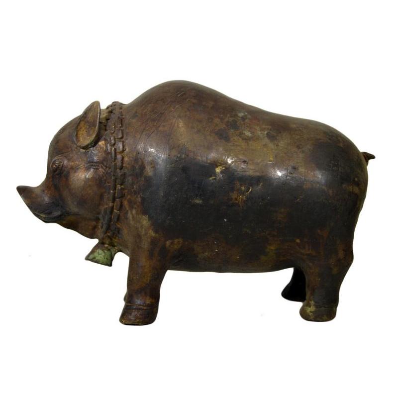 Bronze Pig Sculpture-5. Asian & Chinese Furniture, Art, Antiques, Vintage Home Décor for sale at FEA Home