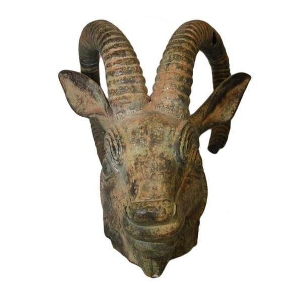 Bronze Rams Head-4. Asian & Chinese Furniture, Art, Antiques, Vintage Home Décor for sale at FEA Home