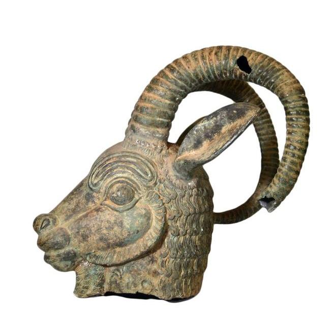 Bronze Rams Head-1. Asian & Chinese Furniture, Art, Antiques, Vintage Home Décor for sale at FEA Home