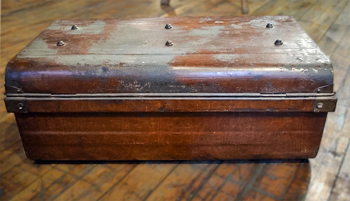 Brown Metal Trunk-3. Asian & Chinese Furniture, Art, Antiques, Vintage Home Décor for sale at FEA Home