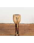 Burmese Late 19th Century Teak Ozi Goblet Shaped Drum with Black and Red Lacquer-11. Asian & Chinese Furniture, Art, Antiques, Vintage Home Décor for sale at FEA Home