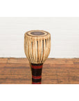 Burmese Late 19th Century Teak Ozi Goblet Shaped Drum with Black and Red Lacquer-13. Asian & Chinese Furniture, Art, Antiques, Vintage Home Décor for sale at FEA Home