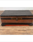 Chinese 1900s Wooden Treasure Chest with Rattan Accents and Dark Brass Hardware-2. Asian & Chinese Furniture, Art, Antiques, Vintage Home Décor for sale at FEA Home