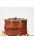 Chinese 19th Century Tiered Food Basket with Stacking Parts, Paper and Rope Ties-3. Asian & Chinese Furniture, Art, Antiques, Vintage Home Décor for sale at FEA Home
