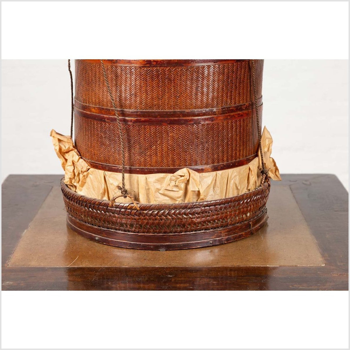 Chinese 19th Century Tiered Food Basket with Stacking Parts, Paper and Rope Ties-4. Asian & Chinese Furniture, Art, Antiques, Vintage Home Décor for sale at FEA Home